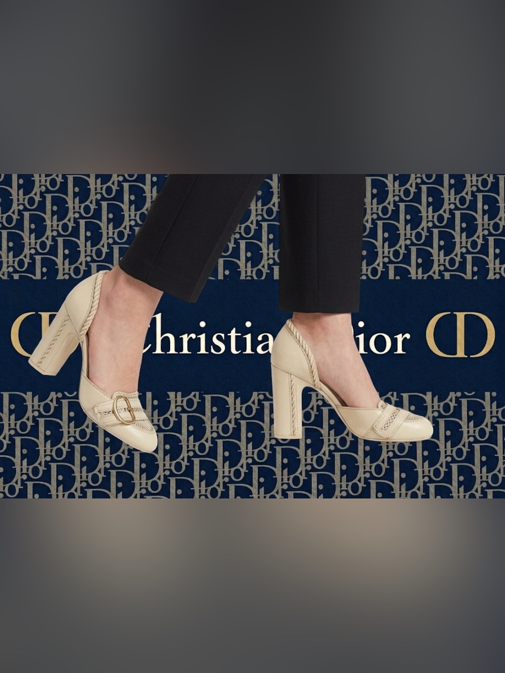 Authentic Christian Dior luxury designer signature cream leather heels sz 7
